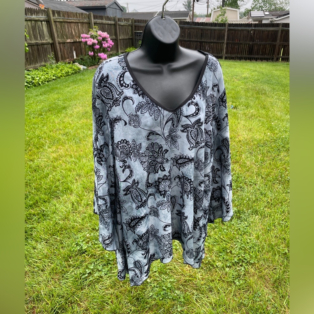 Vintage Y2K SereNade women’s velvet burnout witchy top 3X black blue renaissance